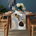 thumbnail image 2 of Brown Boho Geometric Table Runner - 48 Inch Long, Kitchen Dining Table Runner Dresser Scarves, Country Retro Abstract Lines Leaves Farmhouse Decor for Coffee Tables Wedding Party Banquet, 2 of 8