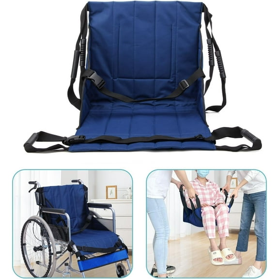NUISISA Patient Lift Transfer Belt from Bed to Wheelchair Stair Transfer Emergency Evacuation Chair Pad Safety Medical Lifting Sling Slide Board Transferring for Elderly, Disabled, Adults (Blue)