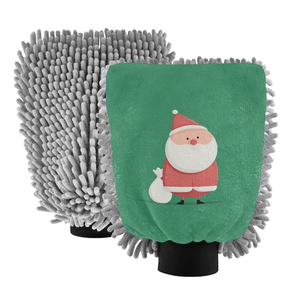 Microfiber Car Wash Gloves With Chenille & Polyester Terry Scratch-Free Cleaning Elastic Cuffs Carrying A White Bag