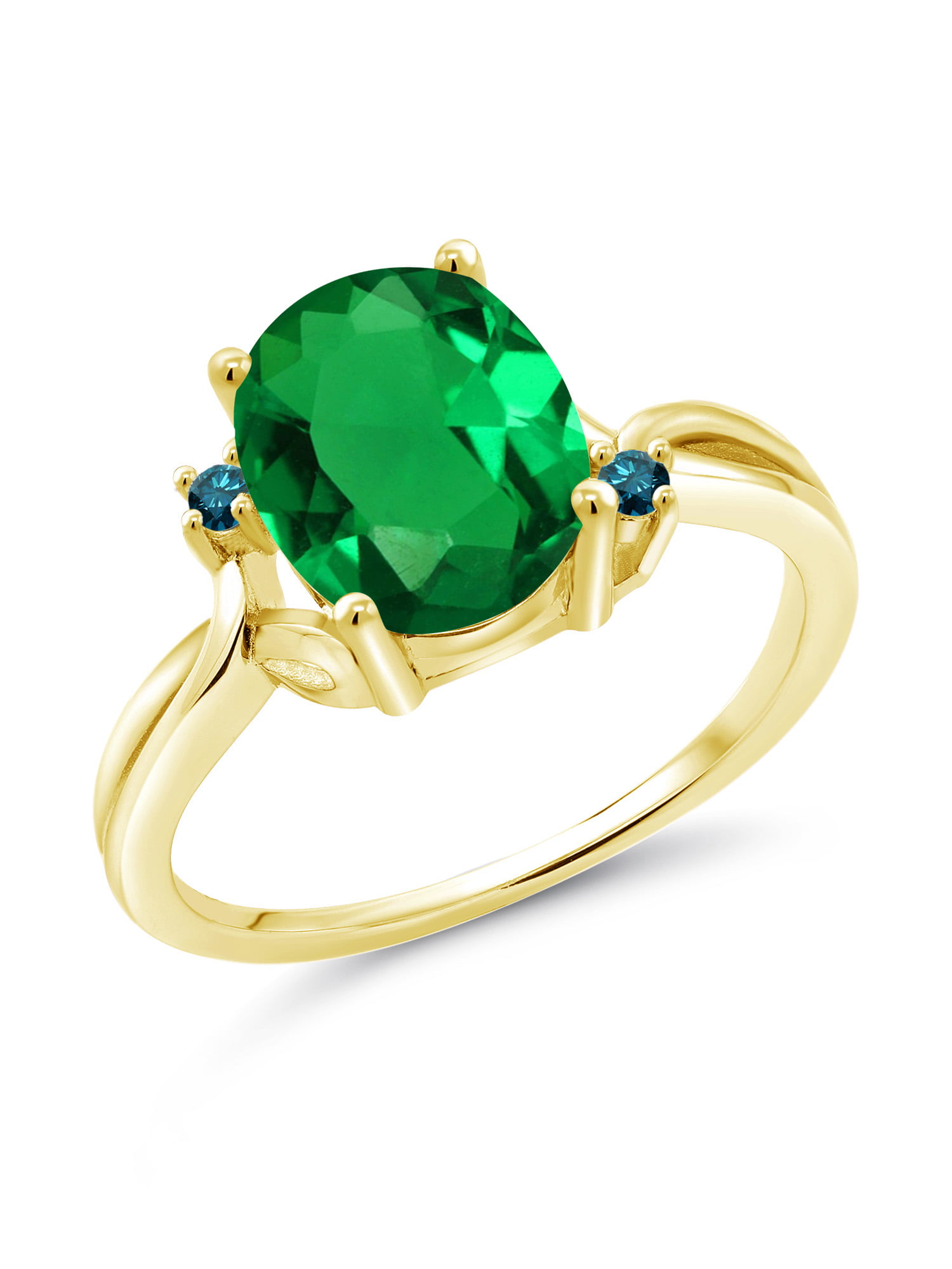 1.02ct Simulated Oval Cut Green Emerald 18k Solid Yellow Gold Engagement Ring 