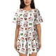 thumbnail image 1 of Balery Cute Christmas Hat Penguin A Conjunto de Pijama para Mujer con Estampado, Dos Piezas de Manga Corta y Shorts, Ropa de Dormir Suave con Cuello Redondo y Bolsillos-XX-Large, 1 of 6