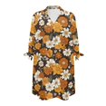 thumbnail image 7 of SCRAWLGOD Vintage Hibiscus Flower 3/4 Sleeve T Shirts for Women Size 2XL Women's Blouses & Button Up Shirts for Going Out Summer Cardigan Jacket for Women, 7 of 7