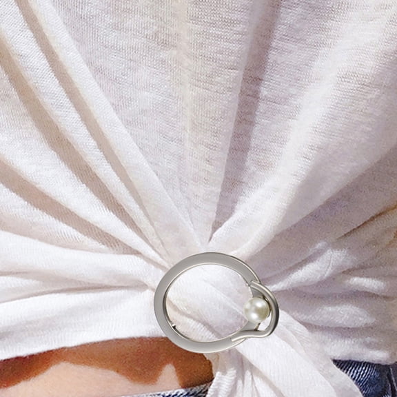MERRYHAPY 3Pcs Plated Silver Metal Shirt Clip for Clothes T Shirt Buckles Scarf Rings Elegant Design