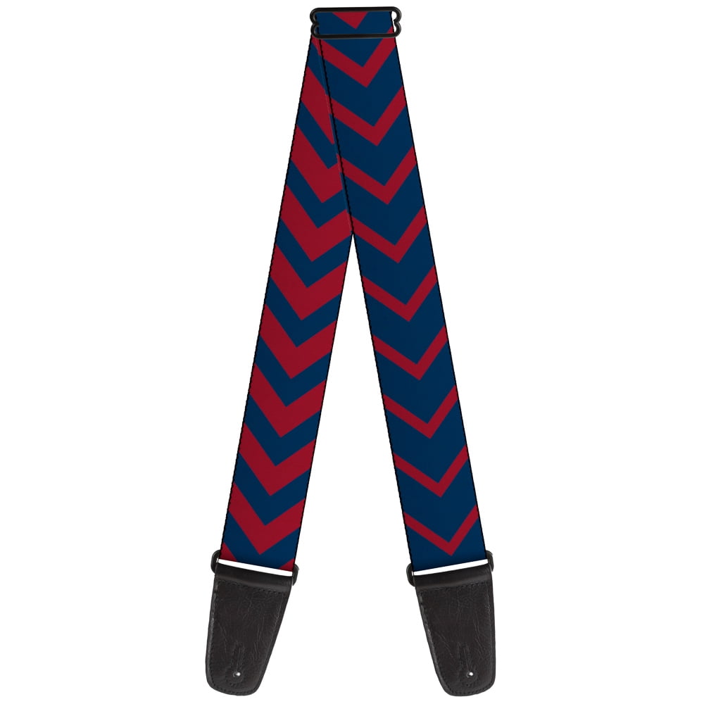 Buckle-Down Guitar Strap, Chevron Red Navy, 2 Inches Wide
