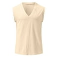 thumbnail image 4 of Baqcunre Tank Tops Men Men Spring Summer Top Shirt Casual Beach Tropical Top Shirt V Neck Solid Color Fashion Tank Top Hawaiian Shirt For Men Tops For Men Khaki S, 4 of 9