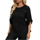 thumbnail image 1 of Mujeres Partido Tops Casual Brillante Elegante Suelto Ajuste, Color Sólido Blusa para la Primavera Diaria, 1 of 9