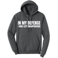 thumbnail image 5 of In My Defense I Was Left Unsupervised Hoodie – Funny Sarcastic Graphic Fleece Pullover Hooded Sweatshirt (Charcoal, 5X-Large), 5 of 15