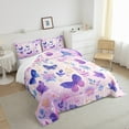 thumbnail image 4 of Purple Butterfly Bedding Queen Size Chic Animals Comforter Set Queen , Pink Blue Floral Duvet Insert Botanical Leaves Quilt Set, Watercolor Flower Bedding Comforters & Sets, 4 of 6