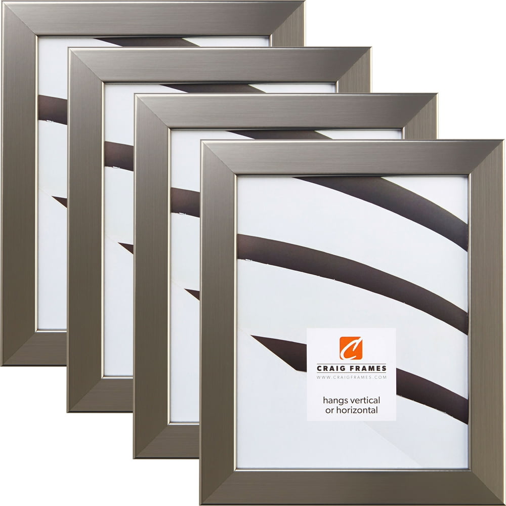 Craig Frames Bauhaus Modern Silver Picture Frame, Set of 4