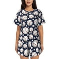 thumbnail image 1 of Balery Cute Basebal Conjunto de Pijama para Mujer con Estampado, Dos Piezas de Manga Corta y Shorts, Ropa de Dormir Suave con Cuello Redondo y Bolsillos-XX-Large, 1 of 6