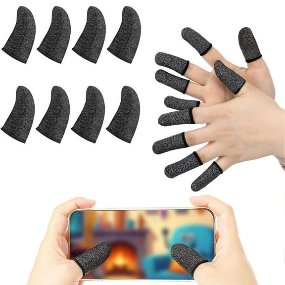 Tutuviw Finger Sleeves,8 Pcs Finger Sleeve for Screen Gaming, Comfortable Fit Gaming Gloves for Sweaty Hands,Game Controller Fingertip Covers Compatible with All Touch Screen Devices