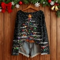thumbnail image 2 of Telankuip Christmas Sweaters for Women Boat Neck Imitation Ribbing Knit Sweater Pullovers 2025 Trendy Long Sleeve Drop Shoulder Xmas Tree Printed Holiday Tops Black L, 2 of 3