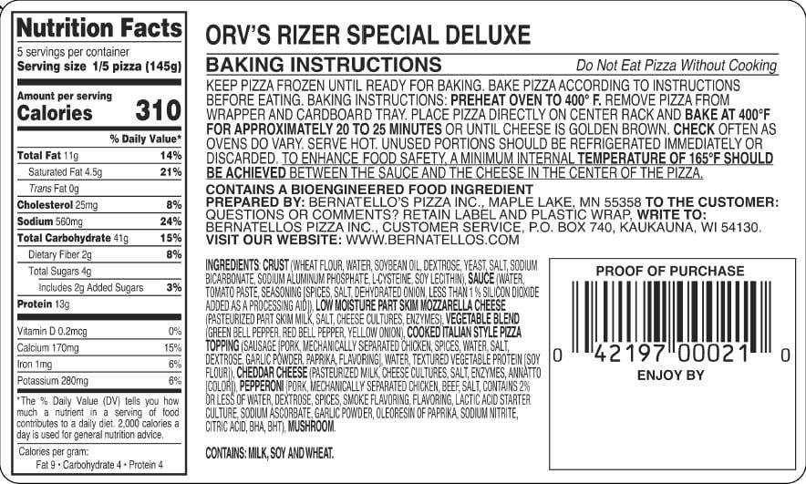 Orvs Ultimate Rizer Deluxe Frozen Pizza 28.45oz
