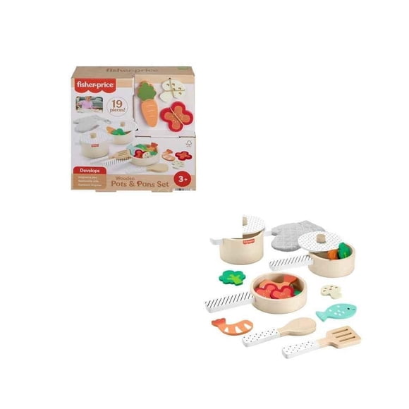 Juguete para Bebés Fisher Price Set de Ollas y Sartenes de Madera