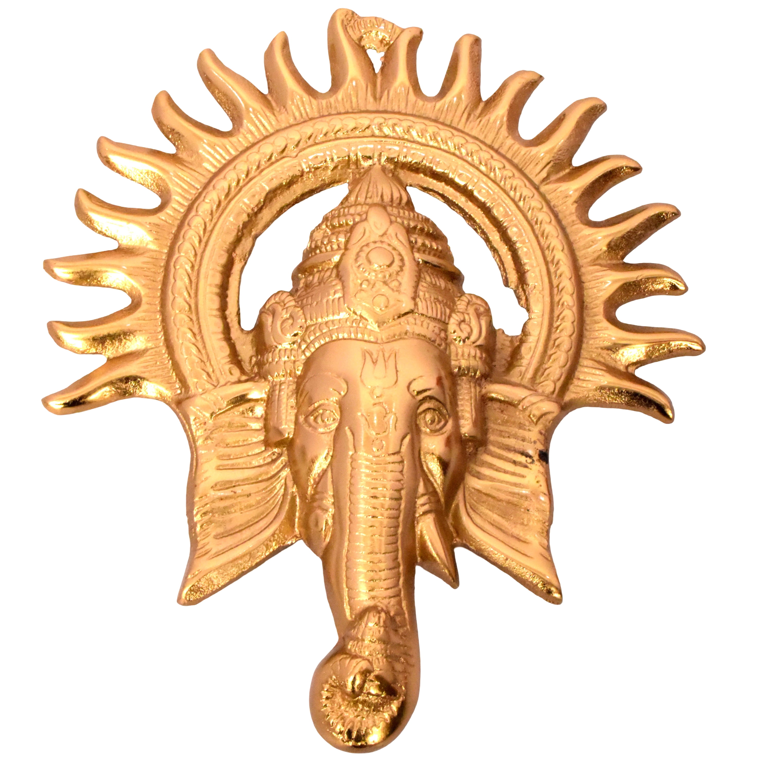 Metal Casted GaneshJi Idol Wall Decor, Diwali Decoration, Gold Finish, 9.25 inch, by Way To Celebrate