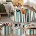thumbnail image 5 of Teal Blue Striped Round Area Rug 3Ft Washable Small Circle Rugs for Kitchen Entryway, Farmhouse Stripes Modern Abstract Art Non-Slip Carpet Floor Mats Indoor Outdoor Carpet Runner Home Decor, 5 of 8