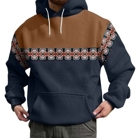 PMUYBHF Chandail pour Homme Homme Drôle Homme Hiver Printemps Décontracté Col Rond Manches Longues Chandail à Capuche Imprimé 3D Haut Blouse Chandails pour Hommes Col Rond 3TG