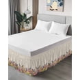 thumbnail image 4 of Spring Floral Wrap Around Bed Skirts for Queen Bed 18" Drop,Bed Skirt with Adjustable Elastic Belt Dust Ruffle Bed Valance for Bedroom Hotel Luxury Summer Birds Botanical Fence Rustic Bed Frame Cover, 4 of 7
