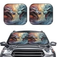 thumbnail image 6 of Lsque White And Red Storm Dragon 2 PCS Windshield Sun Shade | CarFoldable Window Covers | Car Accessories Reflect UV for Universal Cars SUV Truck | Large, 6 of 7