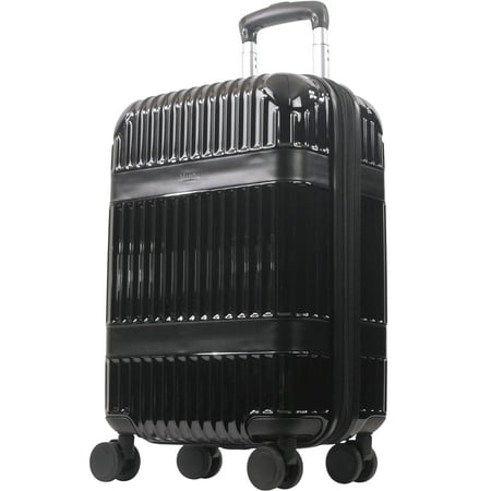 Martha Stewart The Bedford 22 Inch Carry On Luggage, Hardshell Rolling Suitcase with Spinner Wheels, Black