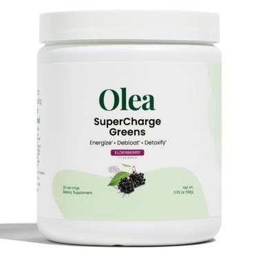 Olea Nutrition SuperCharge Greens with Yerba Mate - Energy, Gut Health, and Focus Support - Elderberry Flavor, 30 Servings