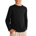 thumbnail image 2 of KPOPLK Kids Boys Autumn Cotton Long Sleeve Crewneck T Shirts Tee Tops 1 10 Years(5-6 Years,G75-Black), 2 of 4