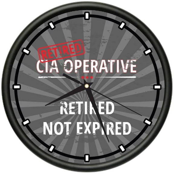 Retired CIA Operative Design Wall Clock | Precision Quartz Movement | Retired Not Expired Funny Home Décor | Home, Office or Bedroom Decoration Retirement Personalized Gift