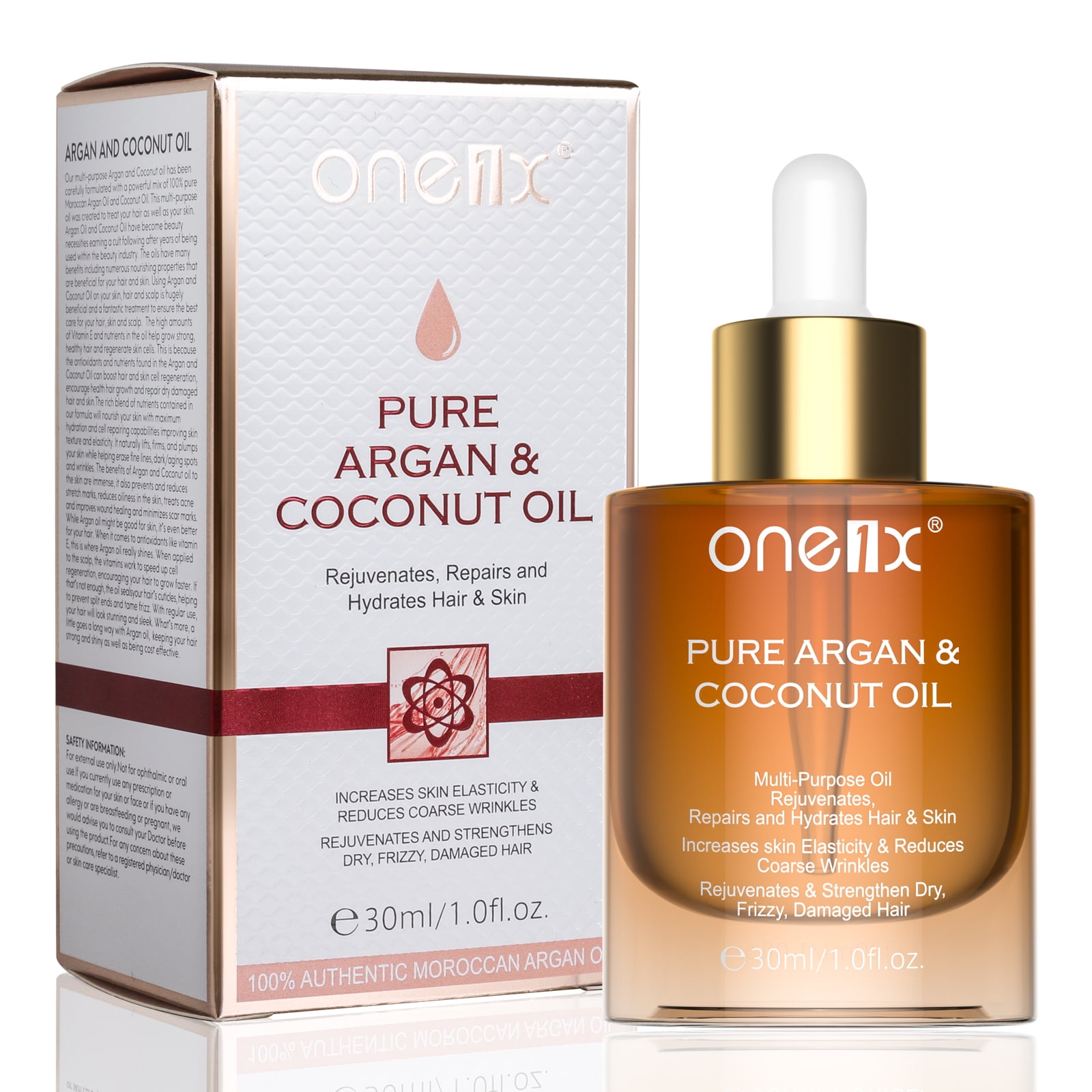 One1X Organic Argan Oil & Coconut Oil, for Dry, Frizzy, Damaged Hair 1