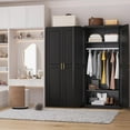 thumbnail image 2 of Metal Armoire Wardrobe Closet with Hanging Rod, 71" Tall Wardrobe Cabinet for Clothes, Black Clothing Storage Cabinet with Doors and Shelves, Large Wardrobes for Bedroom-Assemble Required, 2 of 8