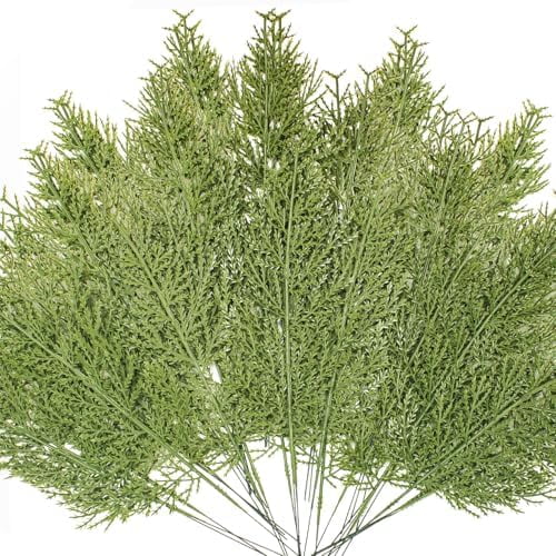50 Pcs Christmas Artificial Pine Branches - Premium Faux Cedar Stems for Wreath Craft DIY & Home Kitchen Decorations