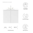 thumbnail image 3 of Sink Vanity Cabinet, Wall Mount, White, Ceramic, Melamine, Modern Contemporary, Hotel Bedroom Bathroom Master Suite Guest, 3 of 9