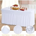 thumbnail image 4 of Table Skirt for Rectangle Tables Set of 2 Spandex Fitted White Tablecloths for 6FT Tables, 4 of 6