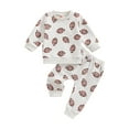 thumbnail image 2 of Jaweiwi Toddler Baby Boy Football Print Pants Clothes Set 6 12 18 24 Months 2T 3T Long Sleeve Round Neck Sweatshirt Drawstring Pockets Long Pants Outfits, 2 of 9