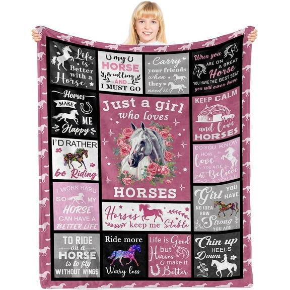 Horse Blanket, Horse Gifts for Girls Women, Horse Blanket for Girls, Horse Decor, Horse Stuff for Girls, Horses, Best Gifts for Horse Lovers on Christmas Birthday IN Horse