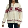 thumbnail image 2 of Heisall Women's Cardigans Loose Round Neck Knit Christmas Snowflake Print Casual Holiday Sweaters, 2 of 3