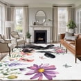 thumbnail image 2 of Rectangle Rug 5x8ft Area Rug,Watercolor Farm Cattle Spring Flower Area Rugs for Living Room Bedroom,Pastoral Floral Butterfly Floor Mat Non-Slip Non-Shedding Carpet Indoor Accent Rugs, 2 of 9