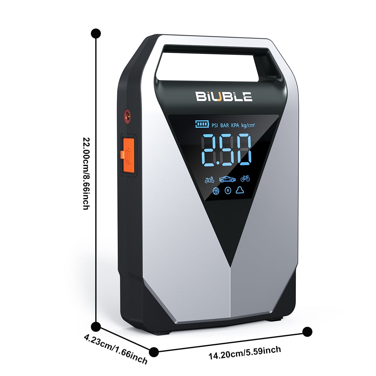 BIUBLE Portable Car Starter with Air Compressor, 8000A Car Battery Charger Power Jump Starter (12.0L Gasoline/10.0L Diesel), 150PSI Tire Inflator, 3 Modes LED Emergency Light