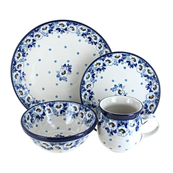 Blue Rose Polish Pottery Ceramika Artystyczna Dinnerware (16 PC)