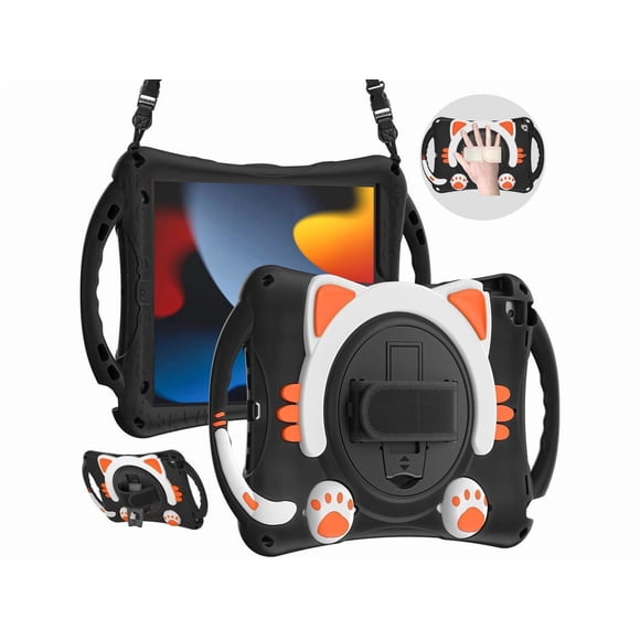 Case for iPad 10.2 2021 2020 2019, Shockproof Protective Cover with Handle Grip, Kickstand, Pencil Holder, Hand Strap, Carrying Strap for iPad 9th/8th/7th Generation and iPad Air 10.5/iPad Pro 10.5