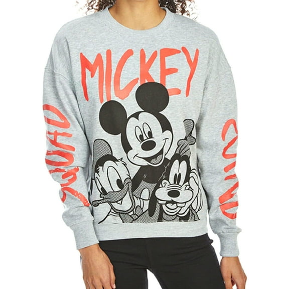 Mickey Mouse, Donald Duck & Goofy Junior Women's Fleece Pullover Sweatshirt - (Small)
