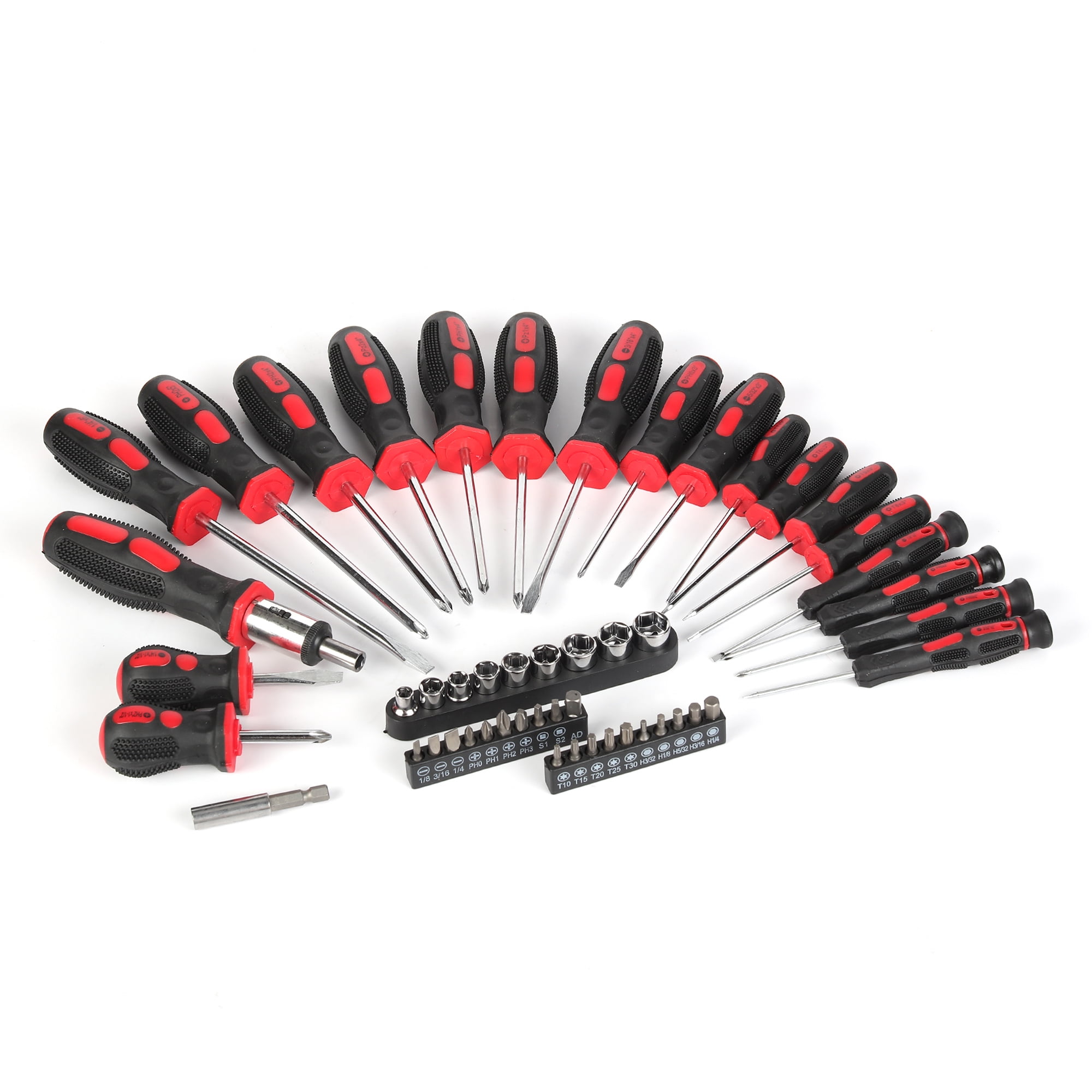 7pc Screwdrivers Set Flat Headed Pozi With Cushioned Grip magnetic Tips