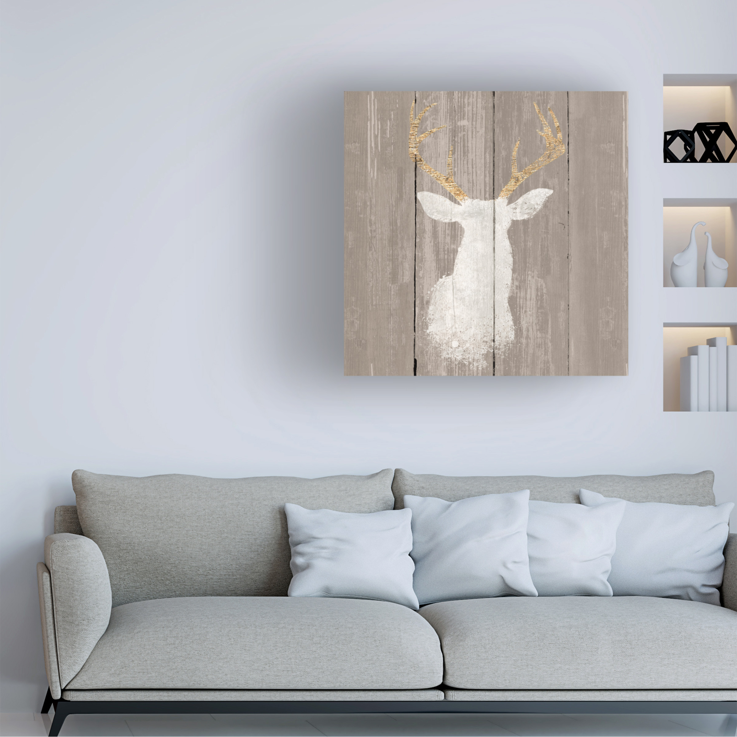 Trademark Fine Art 'Precious Antlers I on Gray Wood' Canvas Art by Wellington Studio