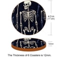 thumbnail image 3 of Skeleton 6PCS Round Microfiber Leather Coasters Set, 11x11 cm/4.3x4.3 in Absorbent Drink Mats for Home, Kitchen, and Office - and Easy to Clean Table Coasters, 3 of 6