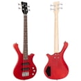 thumbnail image 2 of 4 Strings GW101 Electric Bass Guitar Kit with Carry Bag, Strap, Plectrum, Wrench Tool, 36in Small Scale Mahogany Body Bass Guitar with Split Single-coil Pickup (Red), 2 of 8