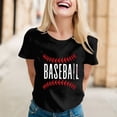 thumbnail image 2 of TODOZO Hot Sale!! Baseball Shirt for Women Baseball Mom Shirt Baseball Letter Graphic Tee Game Day Short Sleeve Tops American Flag Shirts for Women Black L, 2 of 6