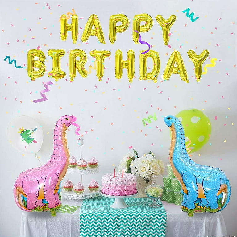 Corelife 63pcs Dinosaur Happy Birthday Party Decoration Set Green Dino  Confetti Balloons Latex boy T-rex Foil Balloon