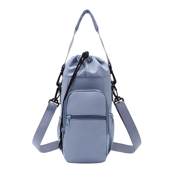 Hioecau Sac Isotherme pour Bouteille d'Eau Sangle Réglable Sac à Cordon pour Randonnée Gym Multiples Poches Pochette pour Téléphone Clés