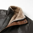 thumbnail image 4 of JUUYY Men's Leather Jacket 3/4 Length Faux Leather Coat Warm Winter Long PU Leather Jacket Lined Duster Solid Color Trench Coat Coffee S, 4 of 8