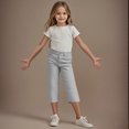 thumbnail image 6 of Fengactive Little Girls Straight Leg Dress Capri Pants High Waisted Office Work Pants Capris for Girls with Pockets, 6 of 9