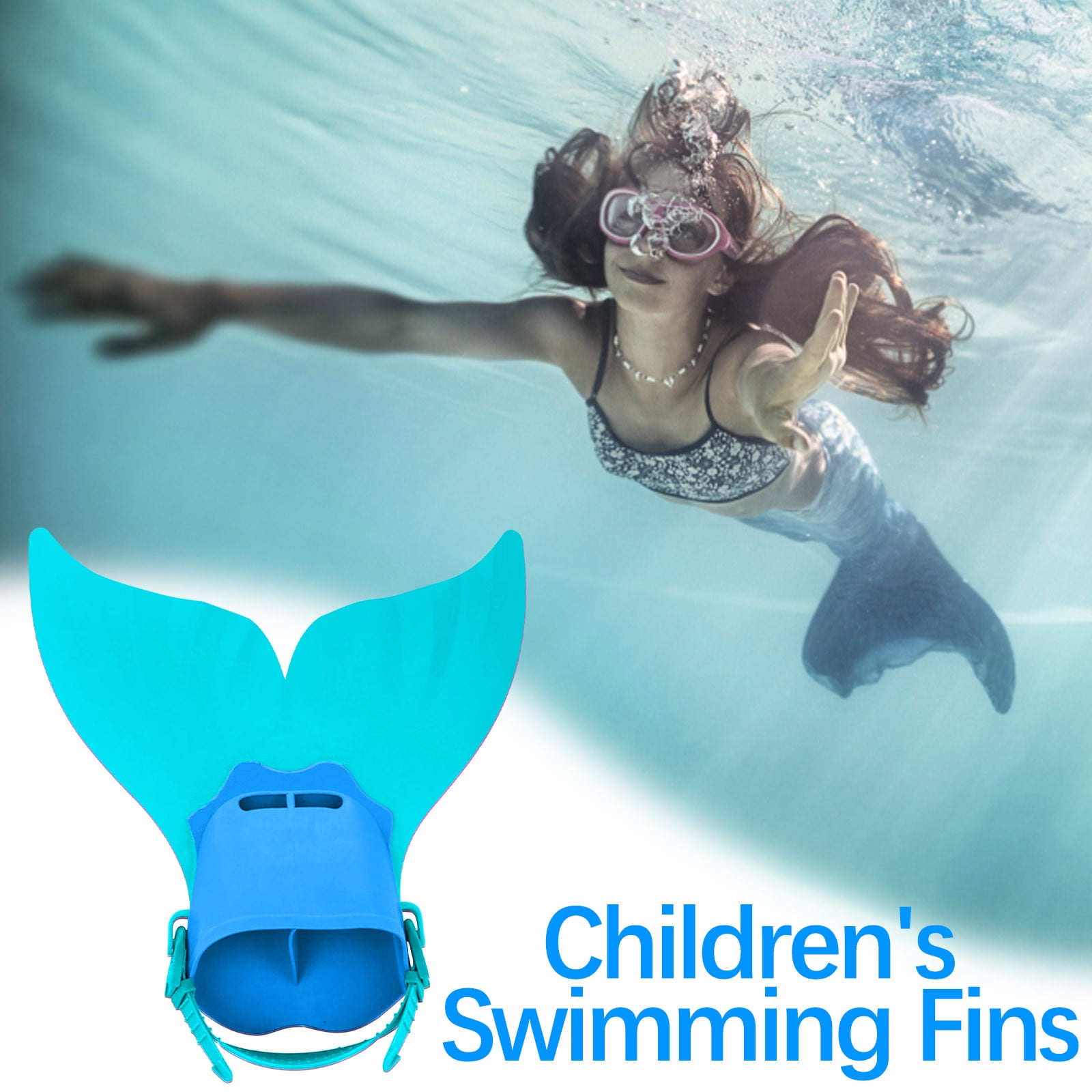 Aletas de natación de sirena para niñas y niños, accesorio de